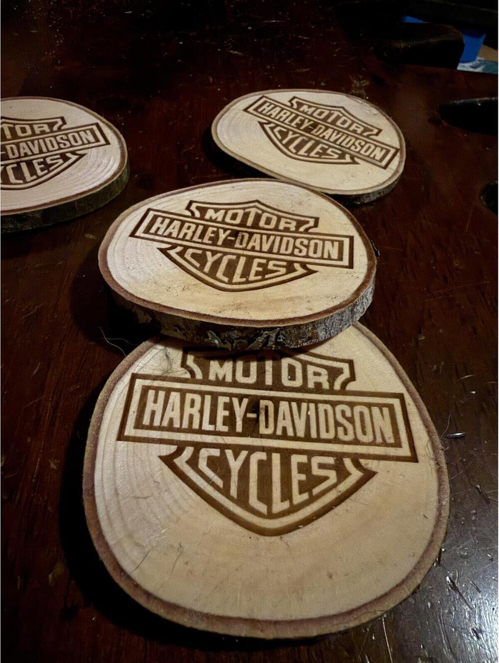 Set of 4 Harley-Davidson Wood Slice Coasters